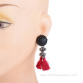 Beaded Bridal Tassel Earrings Seed Beads Earstuds Earrings